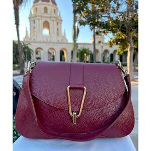 Ivan Troy Carla Bordeaux Women's Italian Leather Outdoor Crossbody Shoulder Bag